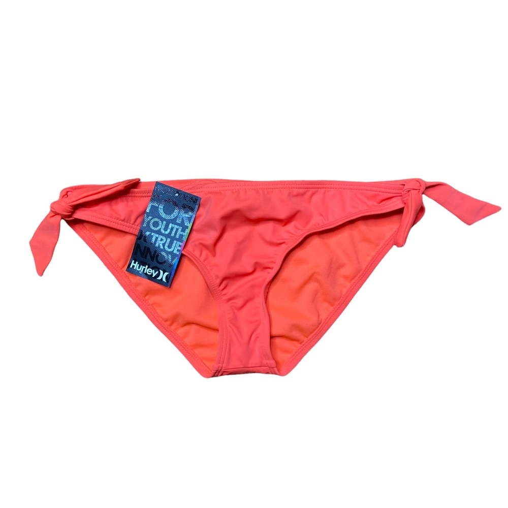 HURLEY Hipster Bikini Bottom Swim Suit Orange Tie Sides Medium NWT